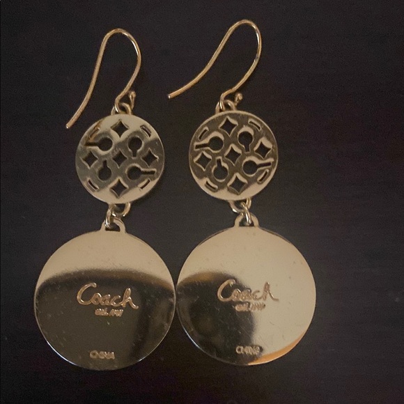 Elegant Gold Coach Dangle Earrings - Picture 2 of 2